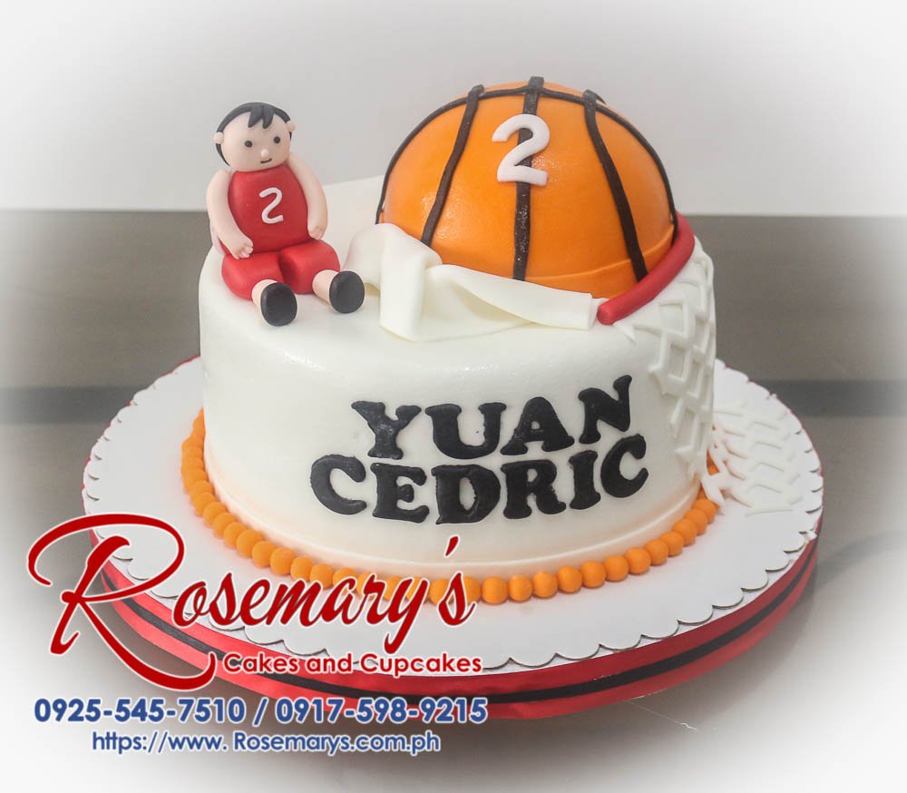 1 Layer Basketball Themed Cake for Yuan Cedric Delicious one-layer basketball themed birthday cake with orange frosting and black fondant details. Perfect for any sports fan! Order yours from Rosemary's Cakes: 0917-598-9215