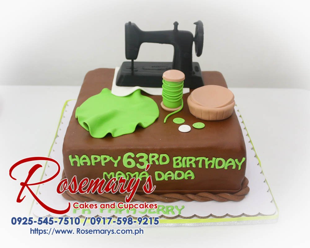 Delicious 1-layer brown cake featuring a detailed 3D printed sewing machine topper. Perfect for birthdays and themed celebrations! Made by Rosemary's Cakes. Call 0917-598-9215 to order yours.