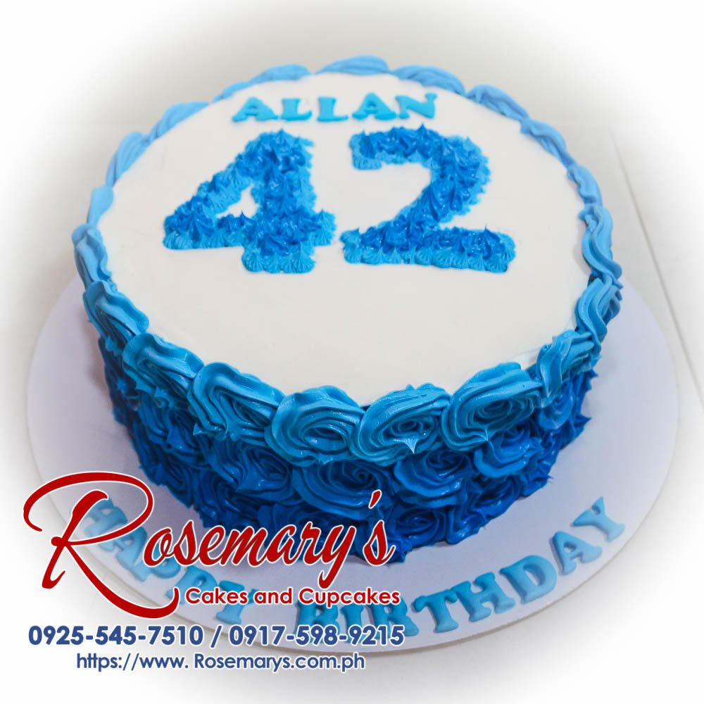 Delicious 1-layer cake with stunning blue ombre icing. Perfect for any celebration! Order yours from Rosemary's Cakes: 0925-545-7510.