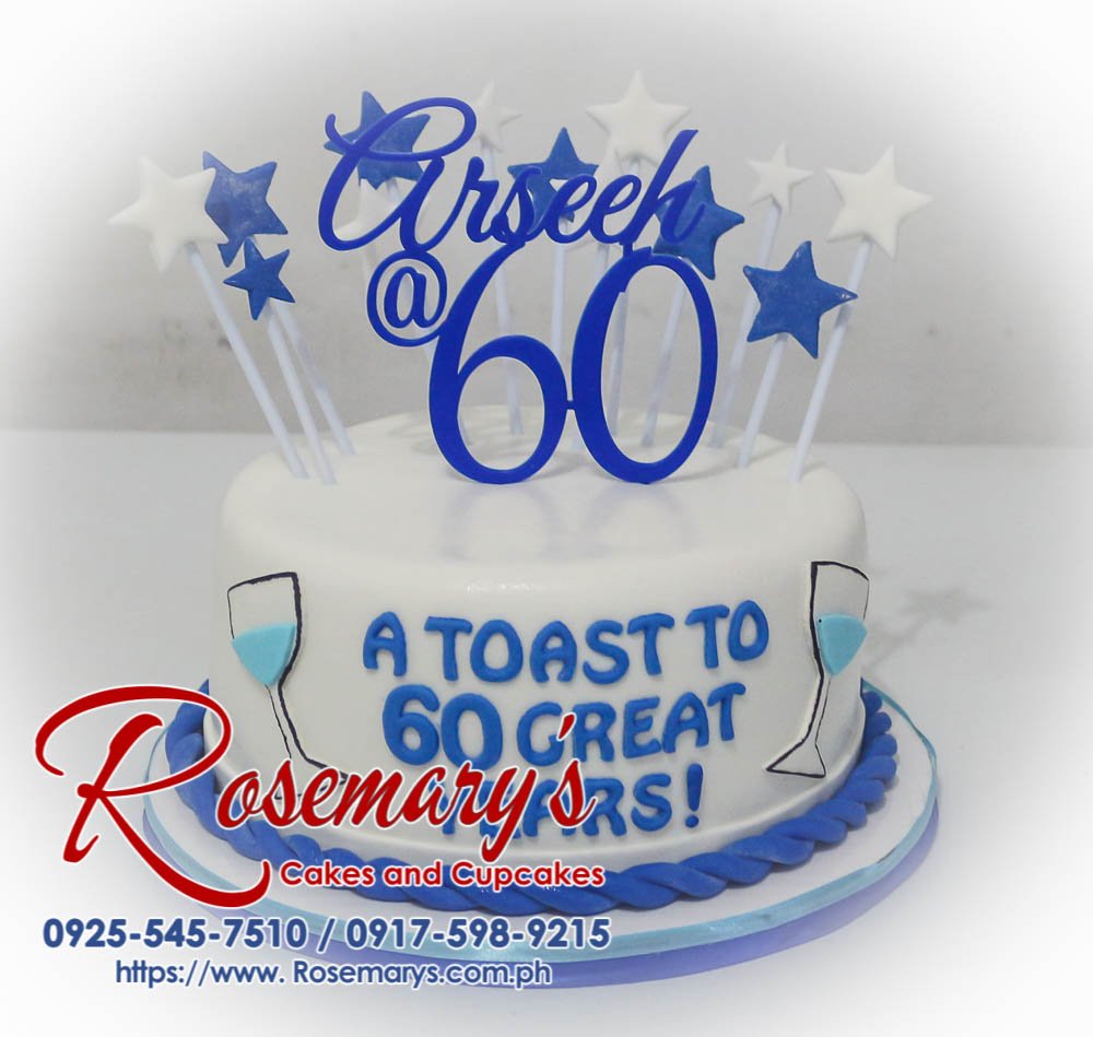Delicious 1-layer blue & white cake with a custom 3D printed 
