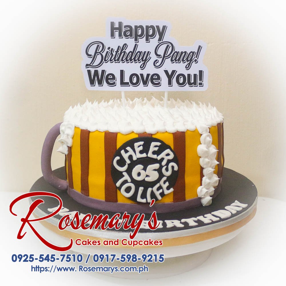 Delicious 1 layer beer-themed cake by Rosemary's Cakes, perfect for celebrations. Contact: 0917-598-9215.
