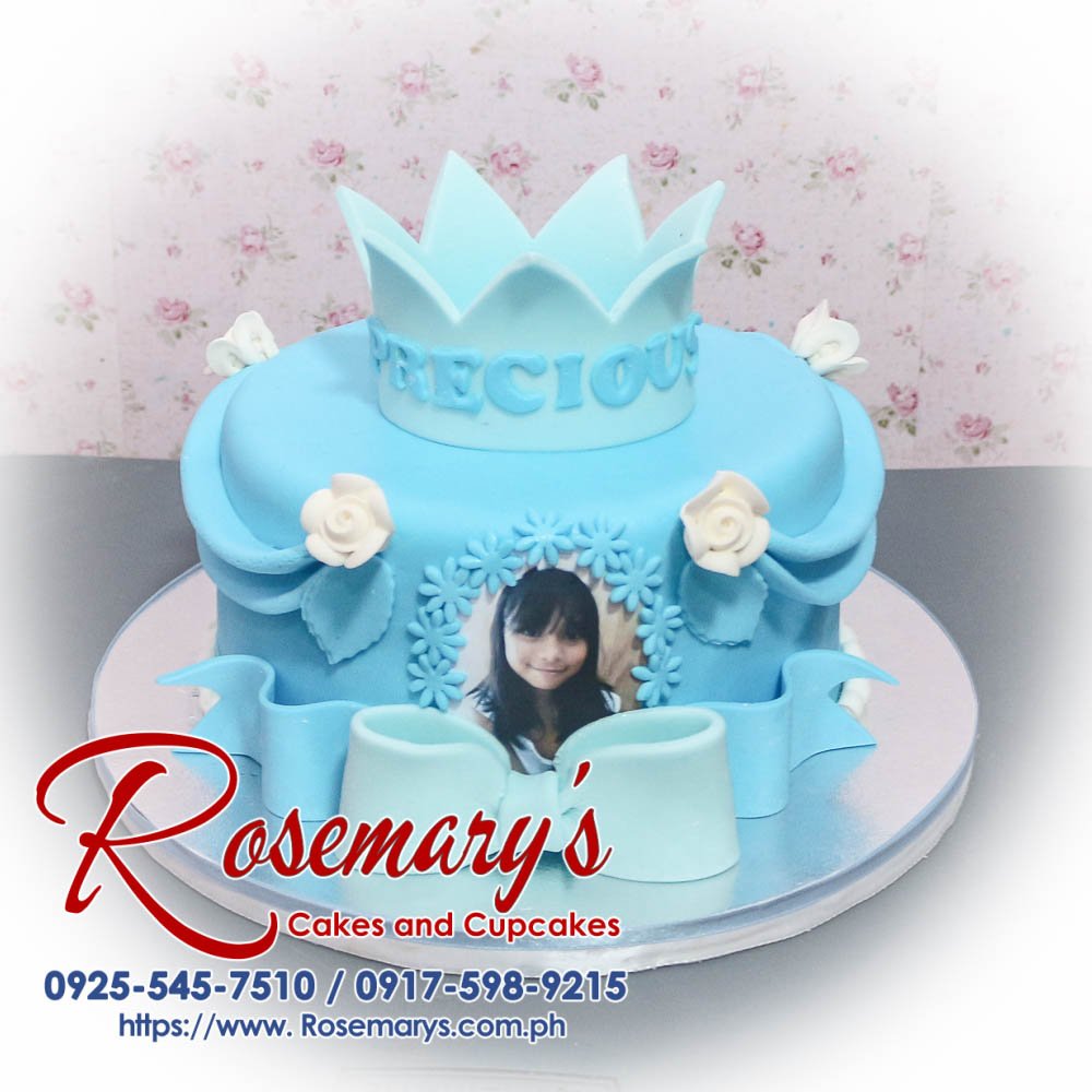 Delicious 1 layer cake featuring a princess theme, adorned with a beautiful ribbon. Order from Rosemary's Cakes at 0925-545-7510.