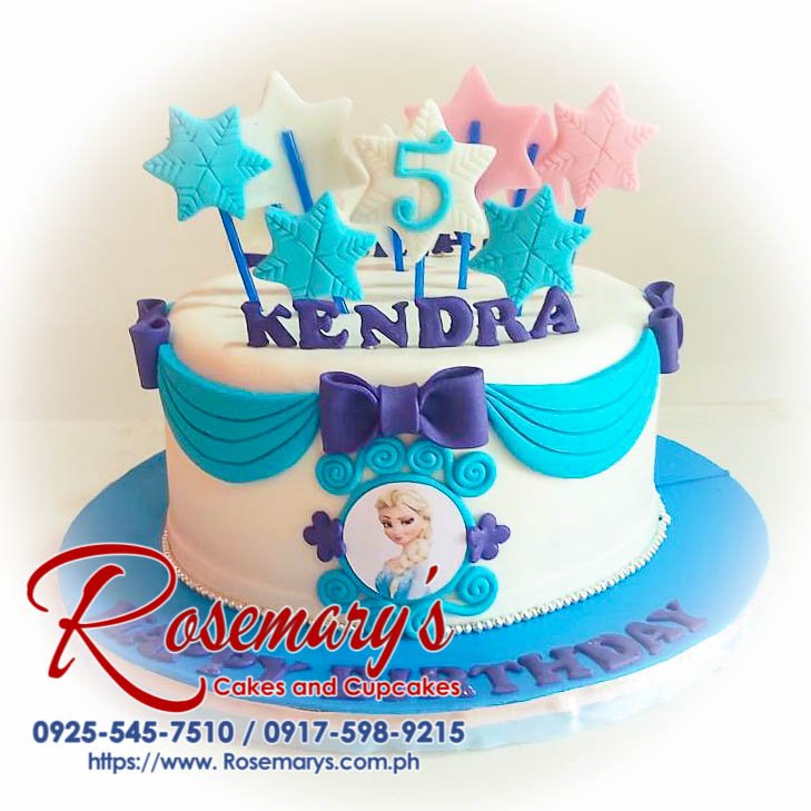 1 Layer Frozen Themed Cake for Kendra and Aria Delicious 1-layer blue