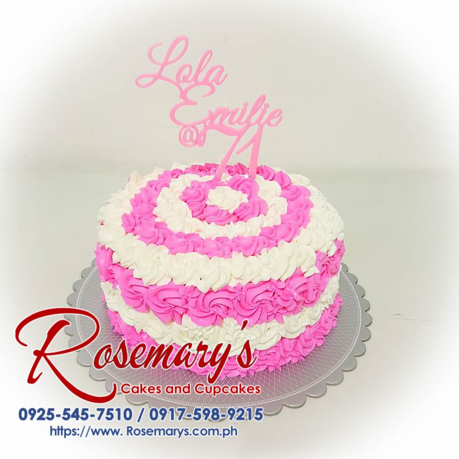 Delicious pink 1 layer icing cake with a 3D printed topper, perfect for any celebration. From Rosemary's Cakes, 0917-598-9215.