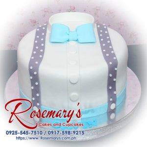 Delicious 1 layer blue and white Little Man themed cake from Rosemary's Cakes. Contact: 0917-598-9215.