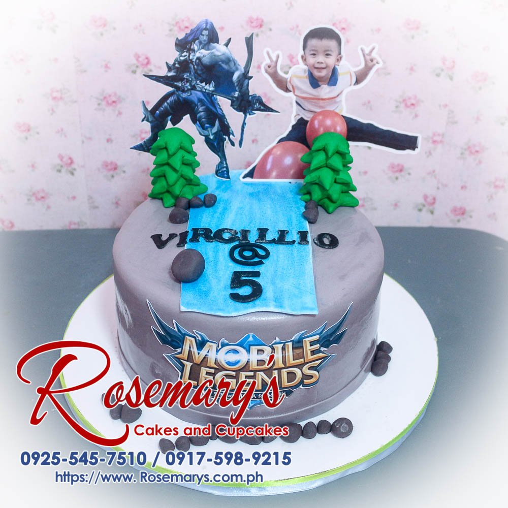 Delicious 1 layer Mobile Legends themed cake in gray, perfect for any gamer. From Rosemary's Cakes, call 0917-598-9215.
