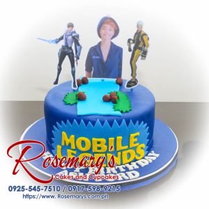 Delicious blue 1 layer Mobile Legends themed cake, beautifully decorated, perfect for any celebration. Rosemary's Cakes, 0925-545-7510.
