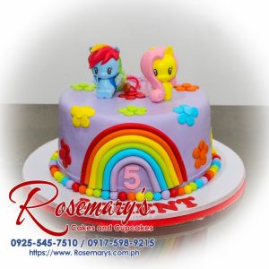 Delectable one-layer My Little Pony cake with vibrant purple and rainbow frosting. Perfect for birthdays! Order yours from Rosemary's Cakes: 0917-598-9215