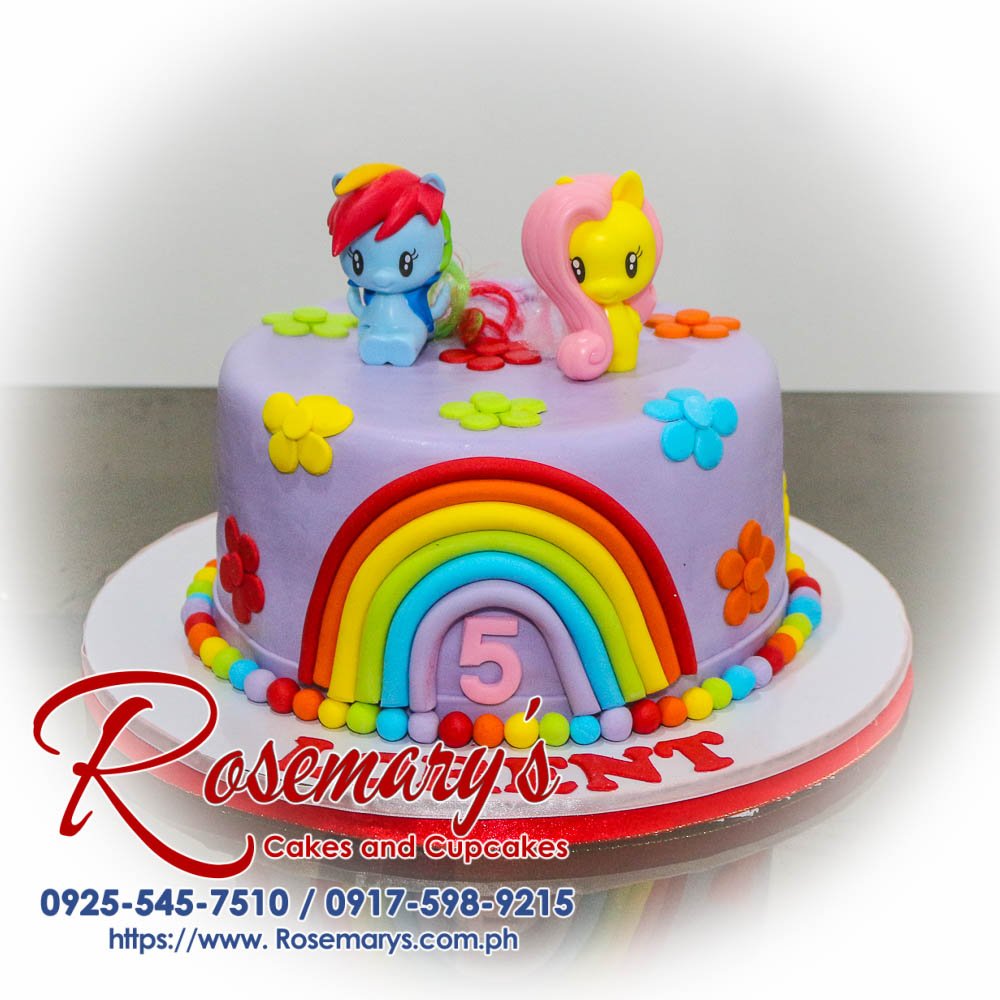 Delectable one-layer My Little Pony cake with vibrant purple and rainbow frosting. Perfect for birthdays! Order yours from Rosemary's Cakes: 0917-598-9215