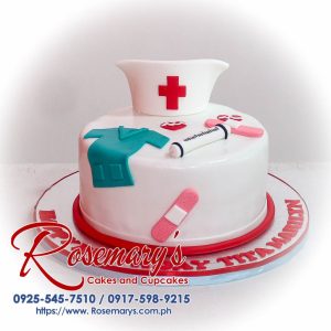 Delicious 1 layer nurse themed cake by Rosemary's Cakes, featuring vibrant decorations. For orders, call 0925-545-7510.