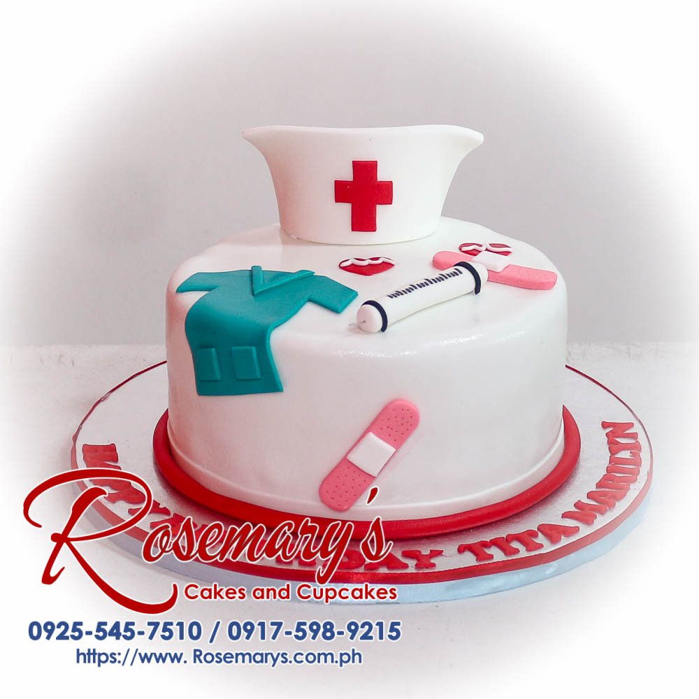 Delicious 1 layer nurse themed cake by Rosemary's Cakes, featuring vibrant decorations. For orders, call 0925-545-7510.