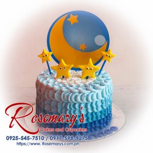 Stunning single-layer cake with beautiful ombre blue icing. Order your custom cake from Rosemary's Cakes! Call 0925-545-7510.