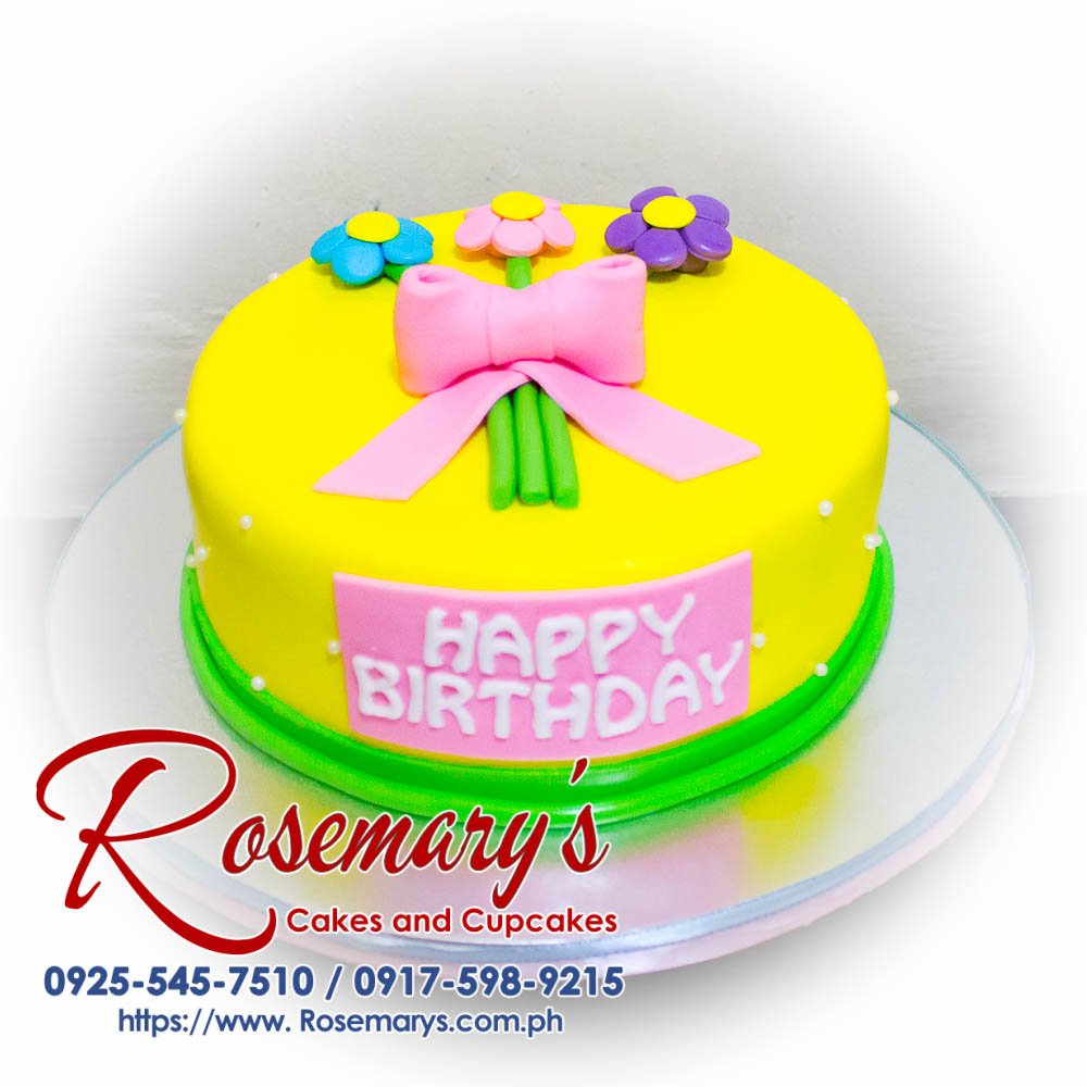 1 Layer Pastel Flowers Birthday Cake Delicious 1 layer pastel flowers birthday cake from Rosemary's Cakes, perfect for themed celebrations. Contact: 0925-545-7510.