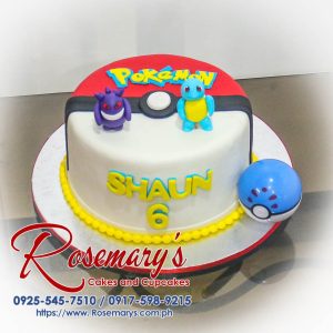 Delicious 1-layer Pokémon cake with red and white frosting. Perfect for birthdays! Order yours from Rosemary's Cakes: 0917-598-9215.