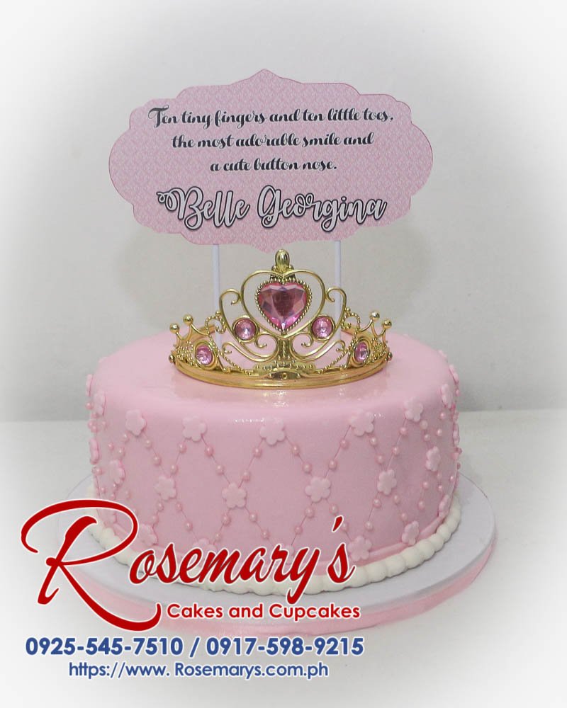 Delicious 1-layer pink princess-themed birthday cake. Perfect for a celebration! Order yours from Rosemary's Cakes: 0917-598-9215.