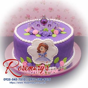 Delicious 1 layer Sofia the First themed cake in vibrant purple and violet hues. Order from Rosemary's Cakes at 0917-598-9215.