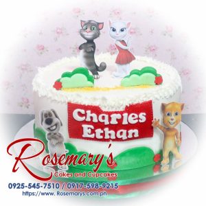 Delicious 1 layer Talking Tom themed cake, beautifully decorated, from Rosemary's Cakes. Contact: 0925-545-7510.