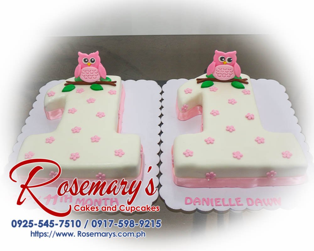 Pink owl-themed number 