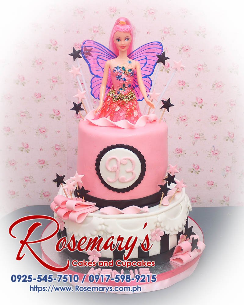 2 Layer Barbie Themed Cake for Kenjie Delicious 2 layer pink Barbie themed cake from Rosemary's Cakes, perfect for celebrations. Contact 0925-545-7510.
