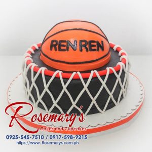 Delicious two-tier basketball themed cake. Perfect for birthdays! Order yours from Rosemary's Cakes, call 0925-545-7510.