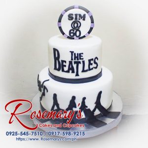 Delicious 2 layer Beatles silhouette cake from Rosemary's Cakes, perfect for celebrations. Contact 0917-598-9215.