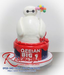 Two-tier red and white cake decorated with Baymax from Big Hero 6. Perfect for birthdays! Order yours from Rosemary's Cakes: 0917-598-9215