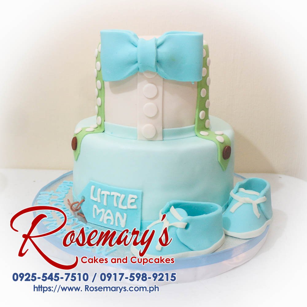 2 Layer Cake for Timothy Matthew’s Christening Delicious 2-layer cake in blue, perfect for a christening celebration. Custom themed cake by Rosemary's Cakes. Contact: 0917-598-9215.