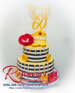 Delicious 2 layer cake with themed 3D printed designs, perfect for parties. Order at Rosemary's Cakes: 0917-598-9215.