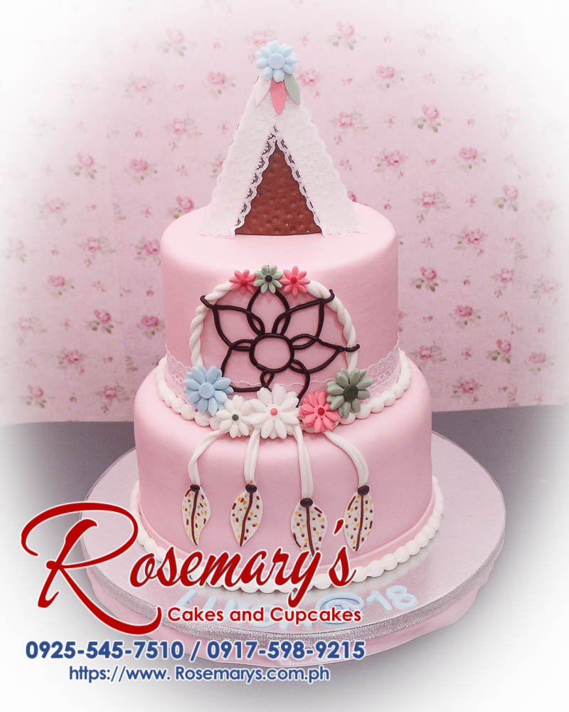 2 Layer Dream Catcher Themed Cake for Luisa Delicious 2 layer pink dream catcher themed cake from Rosemary's Cakes. Contact: 0917-598-9215.
