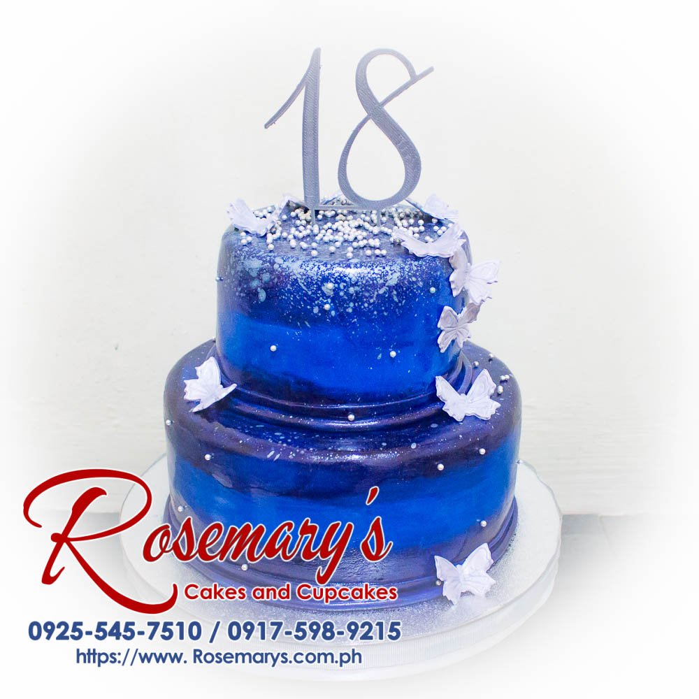 Delicious 2 layer glazed ombre cake with intricate 3D printed decorations, perfect for birthdays or anniversaries. Rosemary's Cakes, 0925-545-7510.