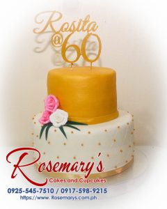 Luxurious 2 layer gold themed cake, adorned with intricate 3D printed designs. Contact Rosemary's Cakes: 0917-598-9215.