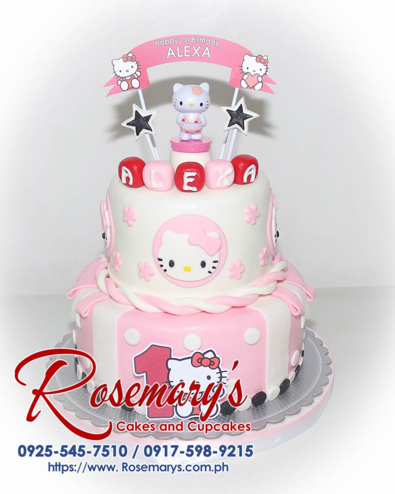 2 Layer Hello Kitty Cake for Alexa Delicious two-layer Hello Kitty cake with pink frosting and adorable details. Made by Rosemary's Cakes - call 0917-598-9215.