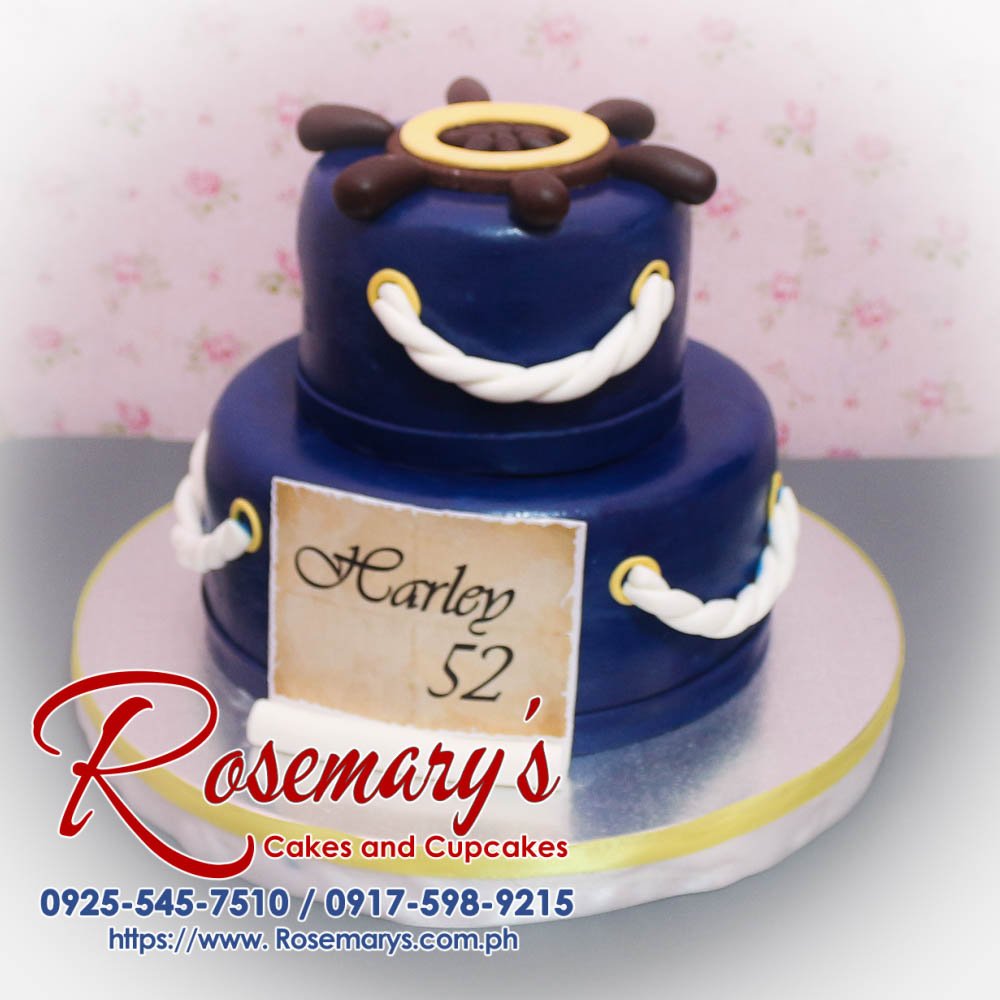 2 Layer Marine Themed Cake for Harley Delicious 2 layer marine themed cake in vibrant blue, perfect for any celebration. Order from Rosemary's Cakes: 0917-598-9215.