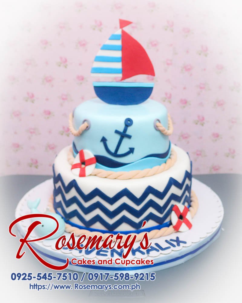 Delicious 2 layer blue marine themed cake with ocean decorations from Rosemary's Cakes. Contact: 0917-598-9215.