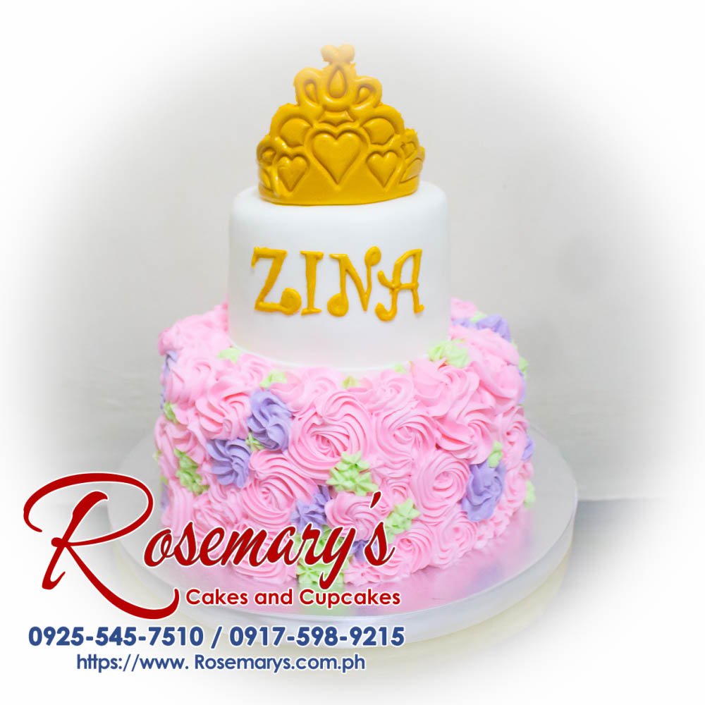 Delicious 2 layer pastel swirls princess themed cake from Rosemary's Cakes, perfect for wedding anniversaries. Contact: 0925-545-7510.