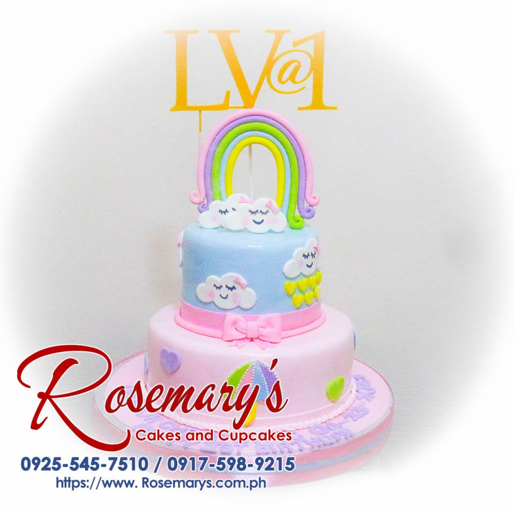 Delicious 2 layer pink and blue themed cake from Rosemary's Cakes, perfect for celebrations. Contact: 0925-545-7510.