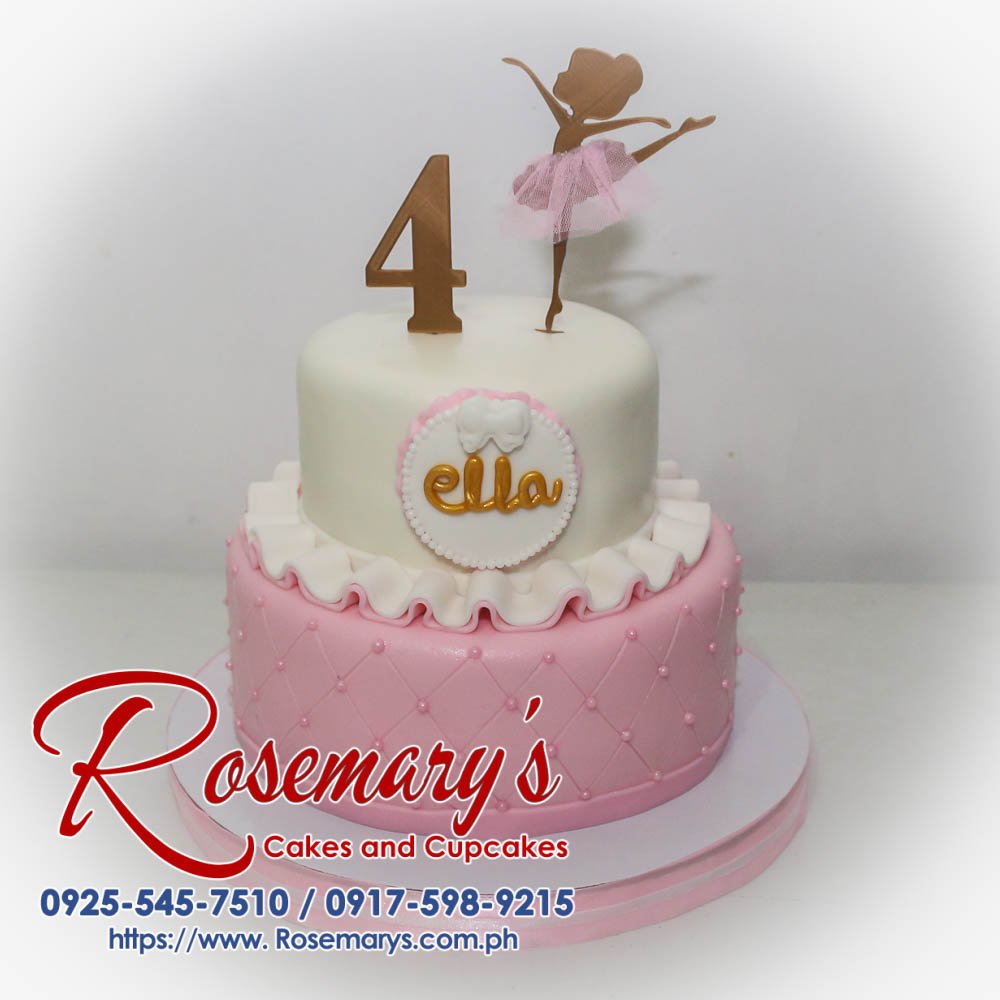 2 Layer Pink and White Ballerina Themed Cake for Ella Delicious 2-tier pink and white ballerina themed cake with a 3D printed topper. Rosemary's Cakes | 0917-598-9215