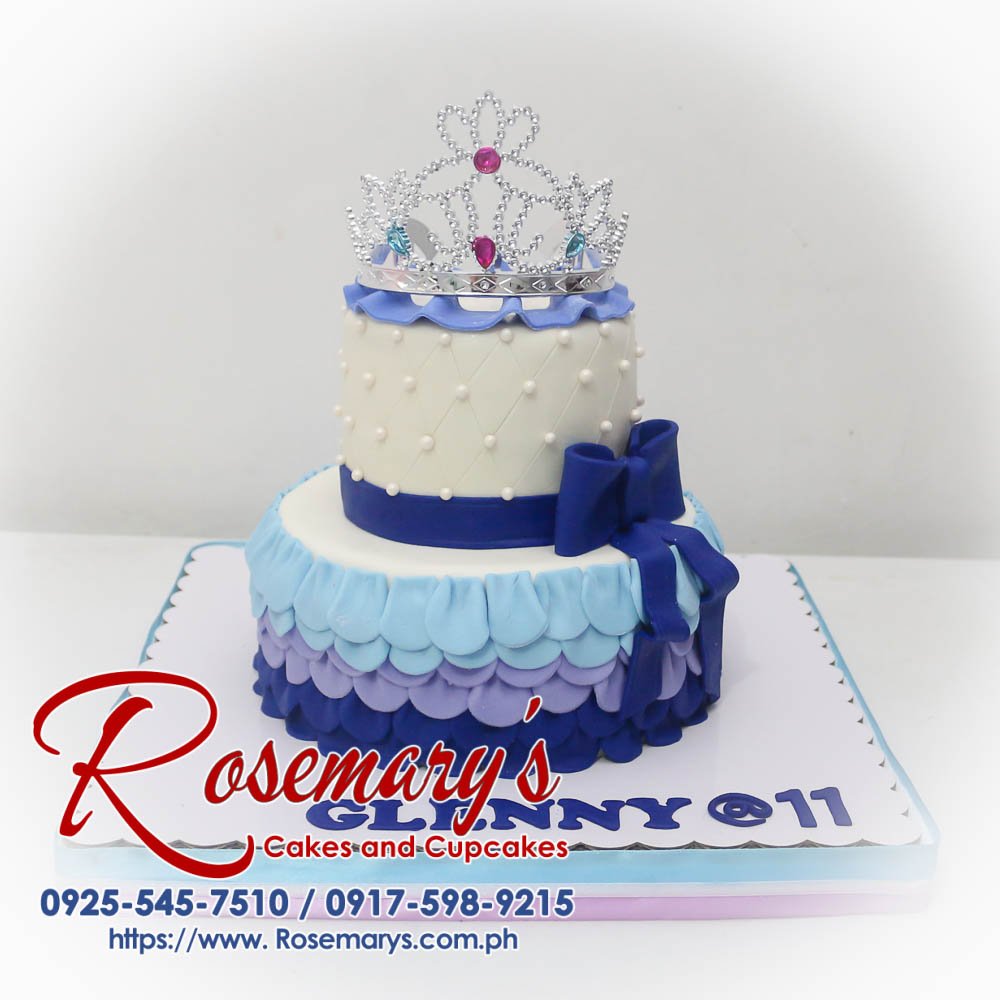 Delectable two-layer purple and blue princess cake. Perfect for birthdays and celebrations! Rosemary's Cakes: 0917-598-9215