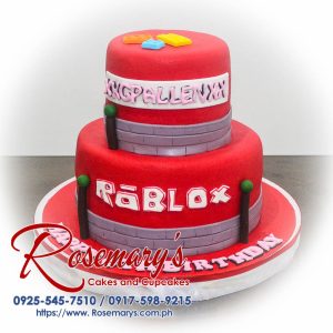 Delicious 2 layer red Roblox themed cake from Rosemary's Cakes, perfect for celebrations. Contact: 0925-545-7510.