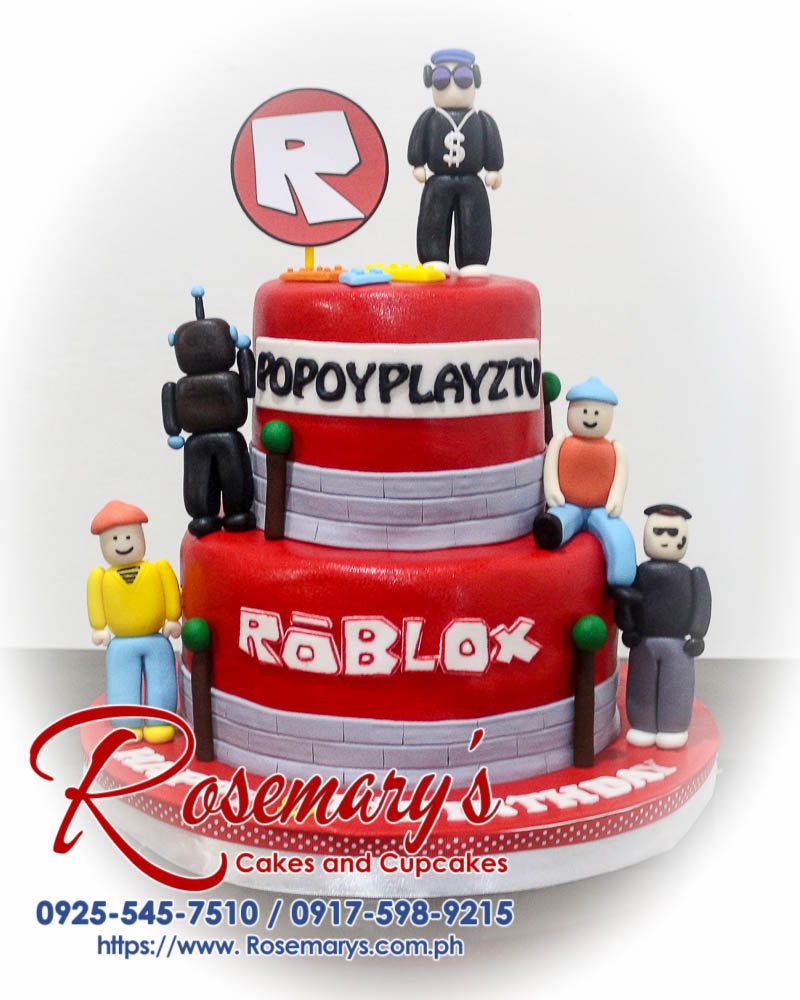 2 Layer Roblox Themed Cake for Popoy Delicious 2 layer Roblox themed cake in vibrant red, perfect for any celebration. Order from Rosemary's Cakes at 0917-598-9215.