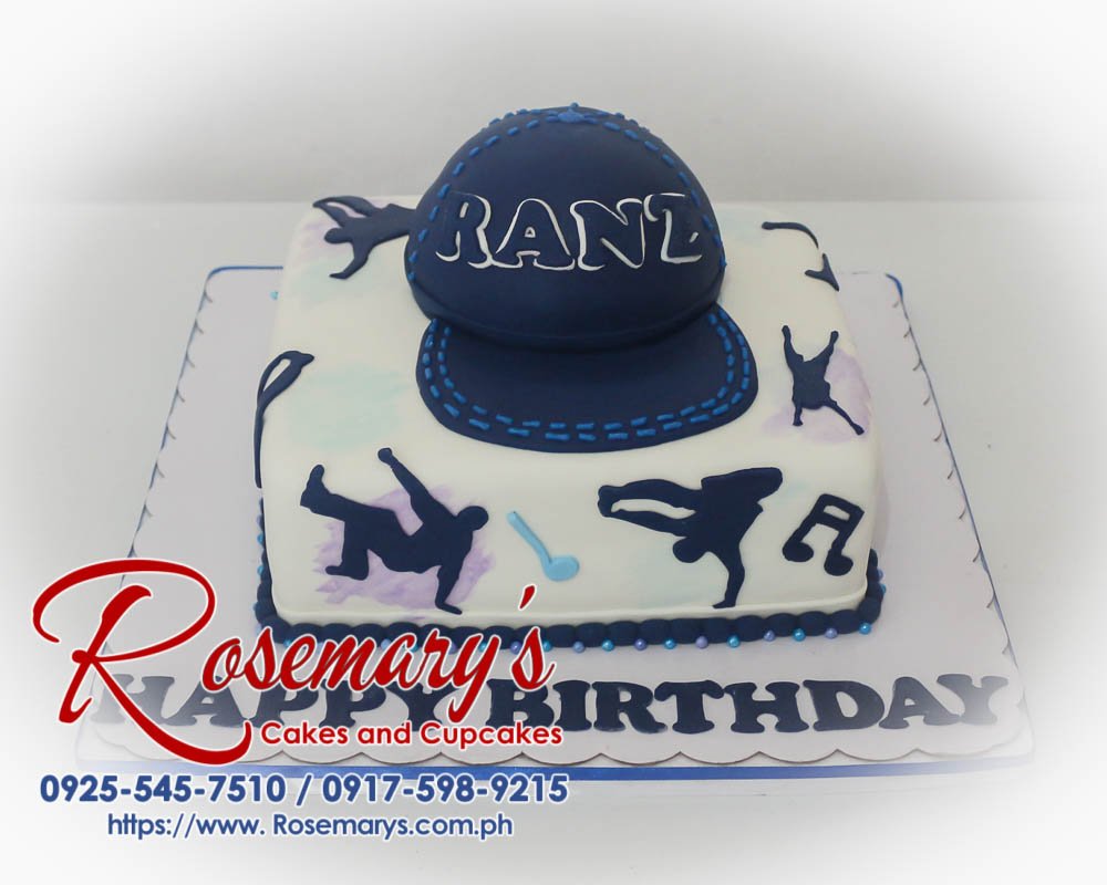2 Layer Street Dacing Themed Cake for Ranz Delicious 2-tier street dance themed cake with intricate details. Order your custom cake from Rosemary's Cakes! Call 0917-598-9215.
