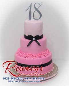 Delicious three-layer pink and silver birthday cake with a 3D printed topper. Order yours from Rosemary's Cakes: 0925-545-7510
