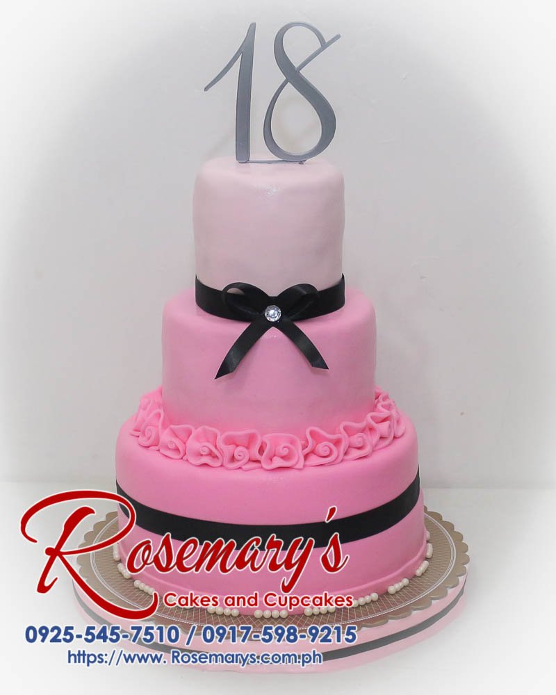Delicious three-layer pink and silver birthday cake with a 3D printed topper. Order yours from Rosemary's Cakes: 0925-545-7510