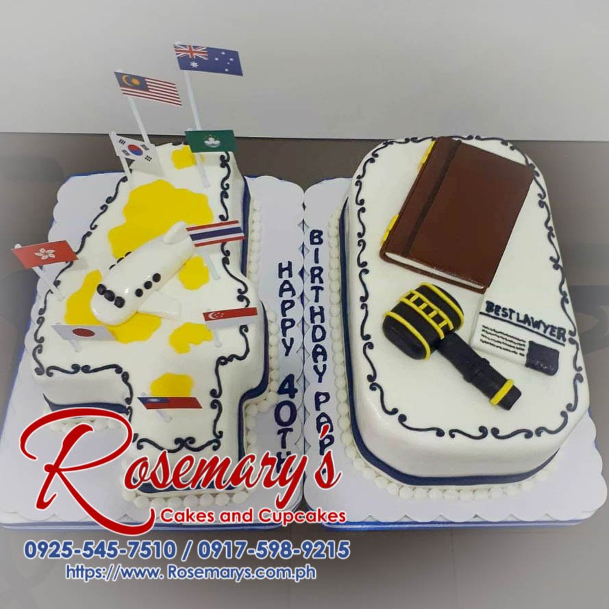Delicious white #40 number cake, beautifully decorated, perfect for celebrations. Order from Rosemary's Cakes at 0917-598-9215.