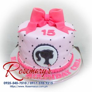 Delicious Barbie themed 1 layer cake by Rosemary's Cakes, featuring pink icing and elegant decorations. Contact: 0925-545-7510.