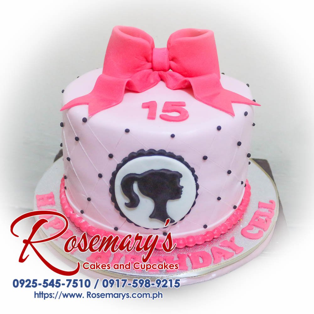 Delicious Barbie themed 1 layer cake by Rosemary's Cakes, featuring pink icing and elegant decorations. Contact: 0925-545-7510.