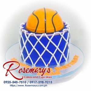 Delicious 1-layer basketball themed cake from Rosemary's Cakes, perfect for celebrations. Call 0925-545-7510 for orders!