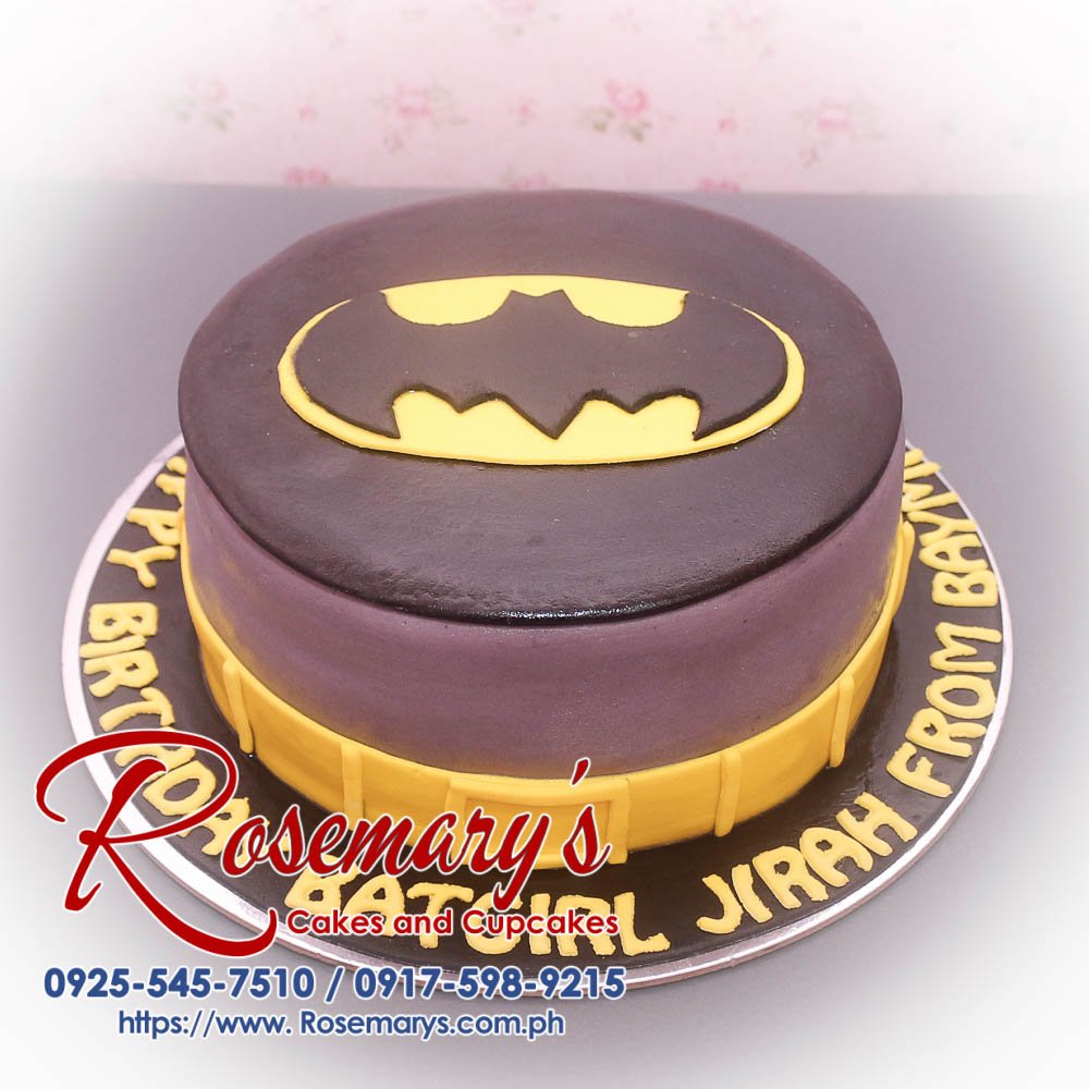 Delicious Batman themed 1-layer cake in black and yellow, crafted by Rosemary's Cakes. Contact: 0925-545-7510.