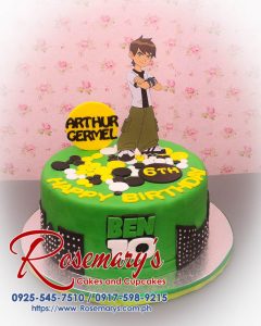 Delicious 1-layer Ben 10 themed cake from Rosemary's Cakes, featuring vibrant green colors. Contact: 0917-598-9215.