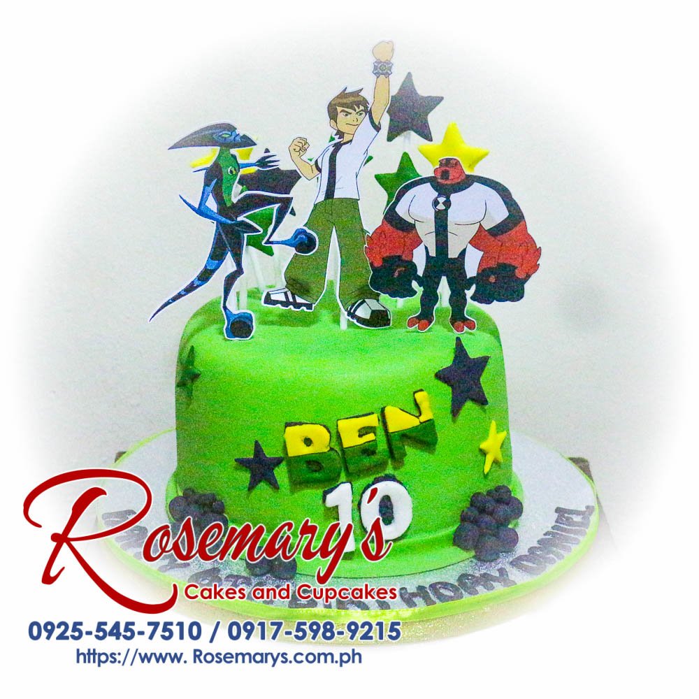 Ben 10 Themed 1 Layer Cake for Daniel Delicious green Ben 10 themed 1 layer cake, perfect for celebrations. Order from Rosemary's Cakes at 0917-598-9215.